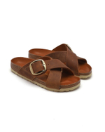 Шлепанцы кожаные siena big buckle leoi Birkenstock - коричневый(1020165)