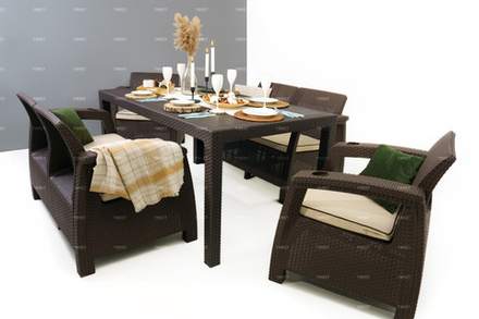 Комплект мебели Gardeck Family TWEET на 6 персон с обеденным столом, венге