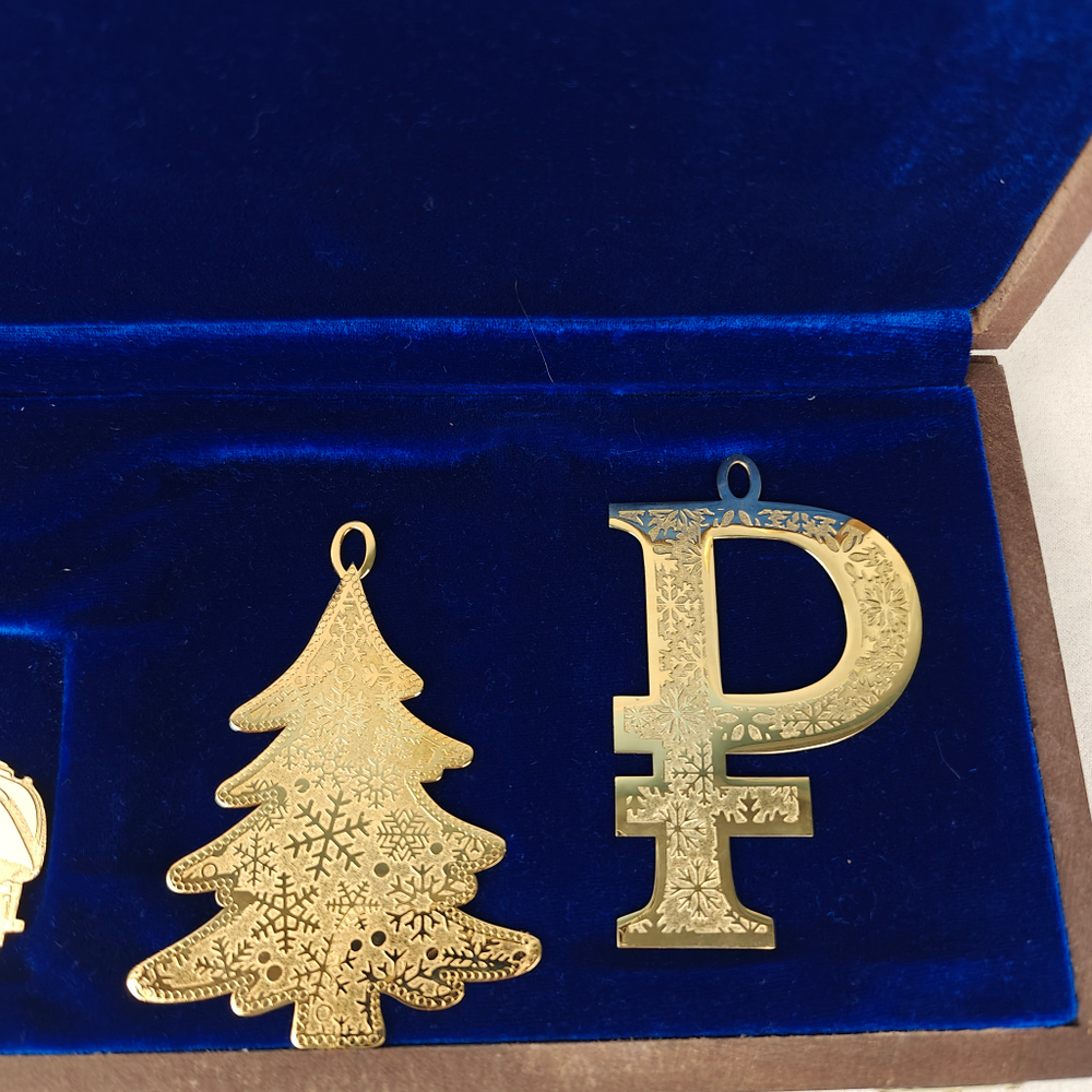 Набор из 6 ёлочных игрушек "Подарок нефтянику" (Златоустовская гравюра)