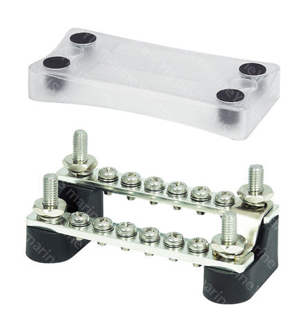 Колодка распределительная электромонтажная с защитной крышкой, 2 планки по 6 контактов