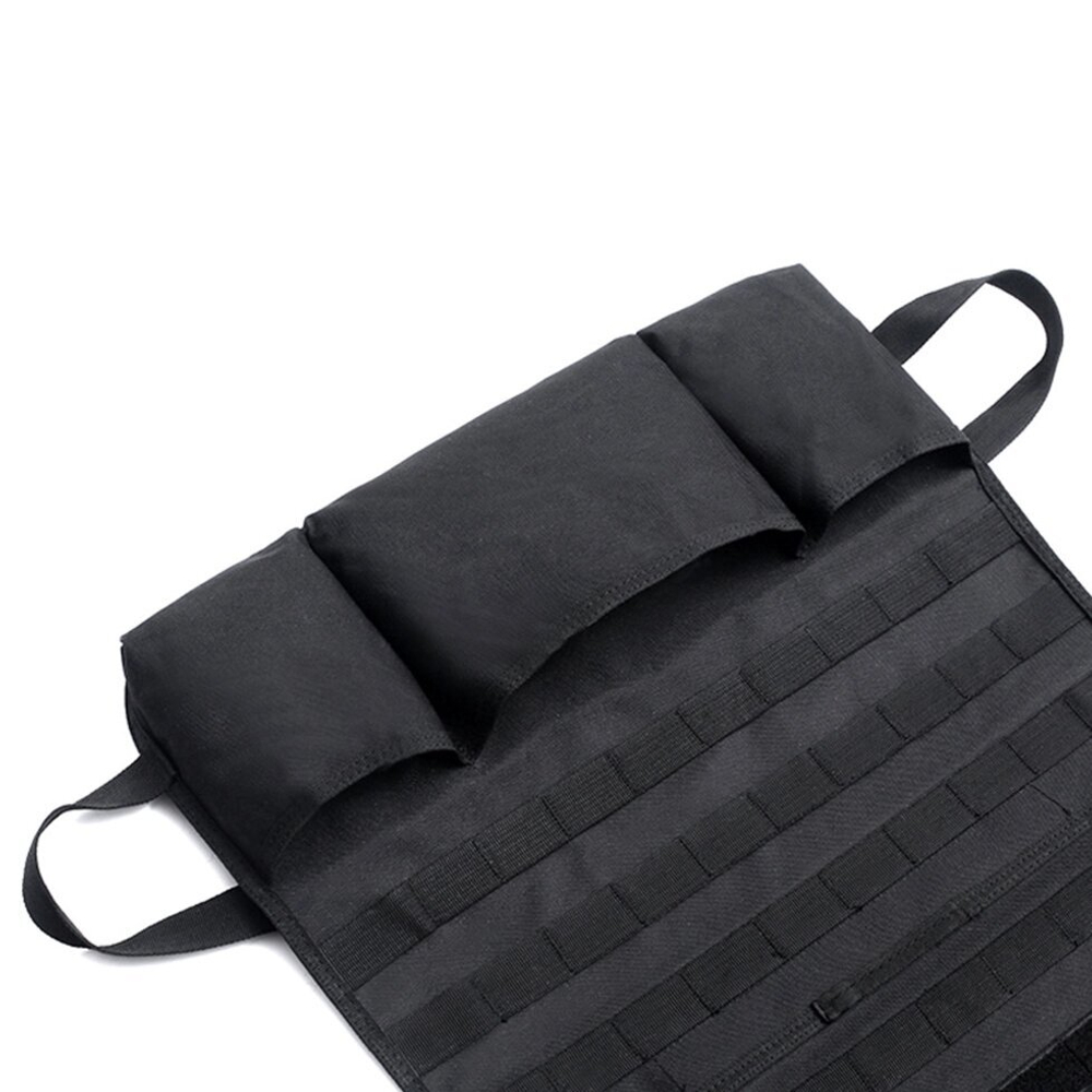 Вместительный чехол-протектор на спинку сиденья с подсумками и отсеками для хранения (черный, 44x57 см)