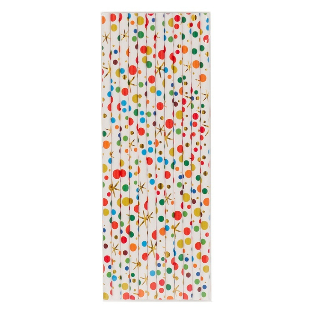 Трубочки для коктейлей бумажные «Шары Конфетти», 12 шт