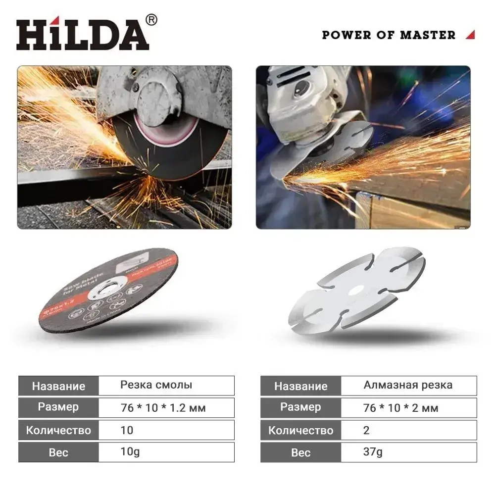 Круги набор для УШМ 75х10мм, диски отрезные, шлифовальные, пильные. По дереву, металлу и пластику,5 ШТ