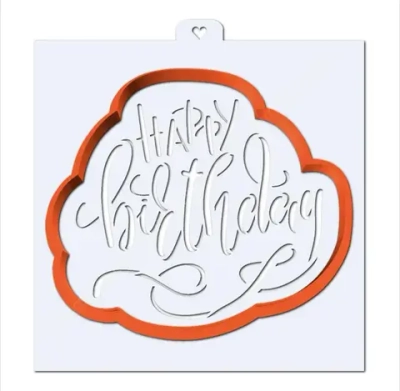 Трафарет+форма "Happy birthday" Трафарет+форма