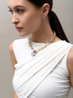 Колье "Crumpled Heart" Желтый топаз Silver