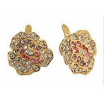 Серьги на английском замке с кристаллами Сваровски. Ювелирный сплав, золочение.