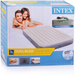 Мaтрас нaдувной Intex 64144 Pillow Rest King 183х203х25 см / Крoвать нaдувная Интeкс двухспальная велюровая королевского размера со встроенным подголовником