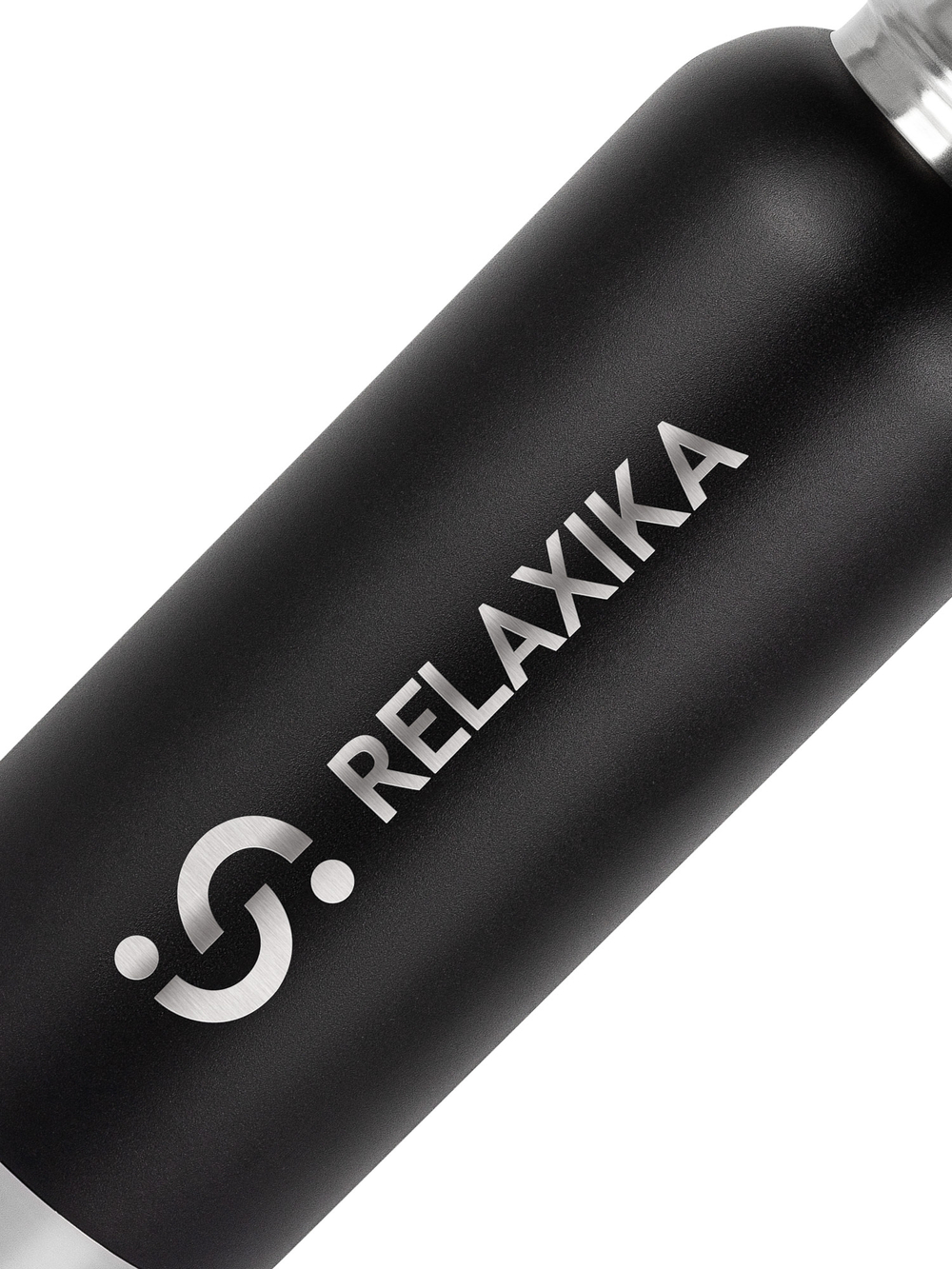 Термос Relaxika 103 (1,2 литра), черный (стикерпак "Зимний спорт")