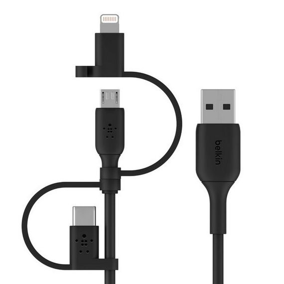 Кабель Belkin Boost Charge USB-A to USB-C/Micro-USB/Lightning 1м черный (CAC001bt1MBK)