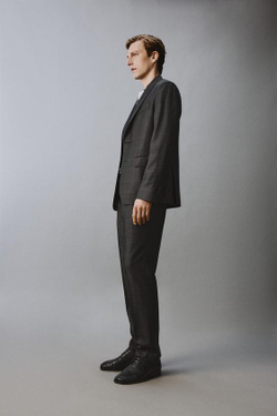 ZARA КОСТЮМНЫЕ БРЮКИ В КЛЕТКУ ИЗ 100% ШЕРСТИ, ТЕМНЫЙ МЕЛАНЖ