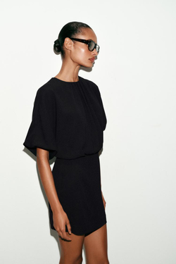 ZARA КОРОТКОЕ ПЛАТЬЕ-БАЛЛОН, ЧЕРНЫЙ