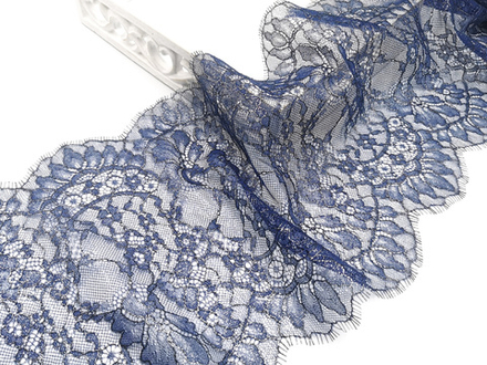 Кружево, шантильи, темно-синий с серебристым напылением, купон (1,45м), (арт: SK-1013), купон