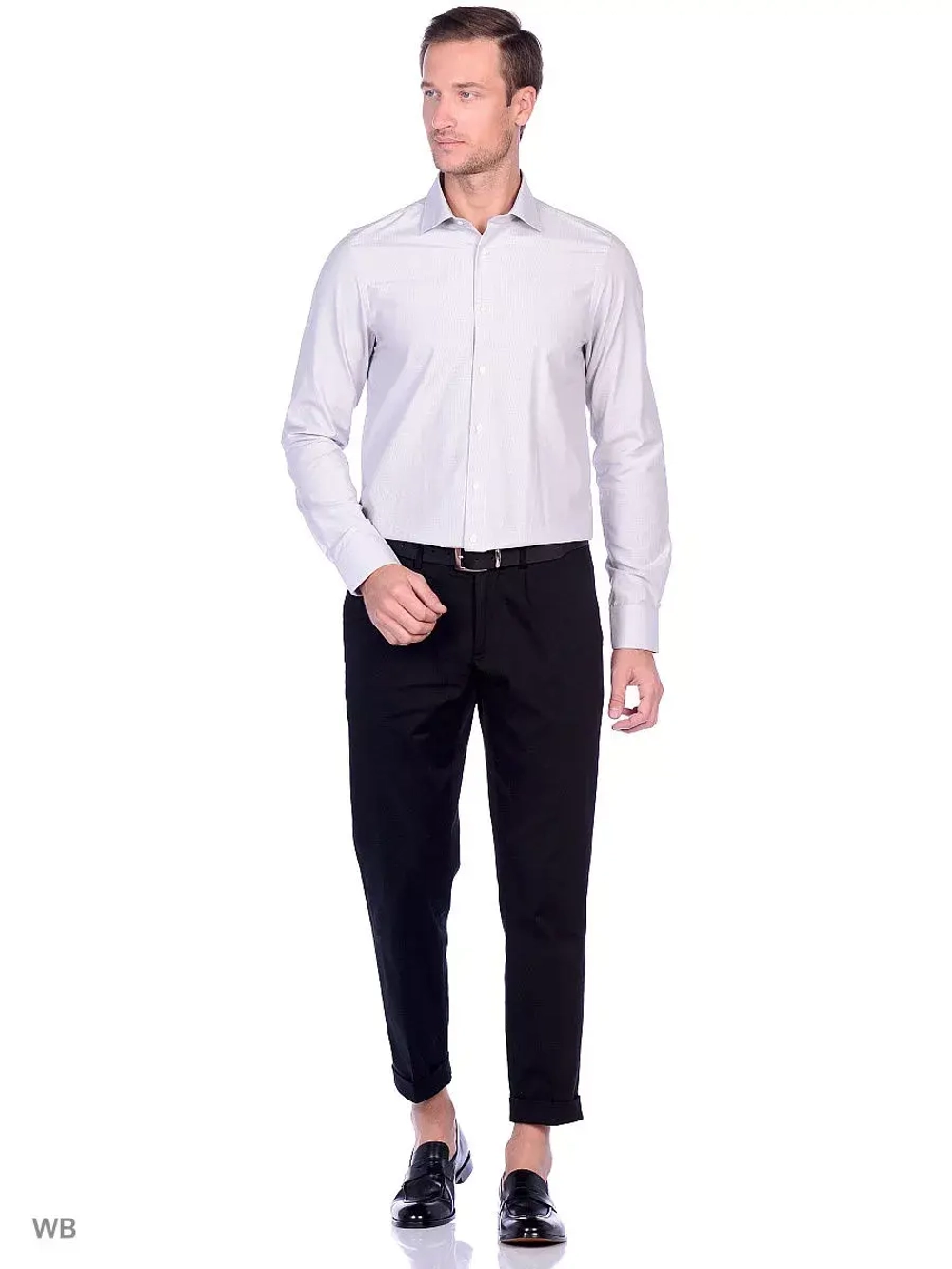 Рубашка приталенная с длинным рукавом