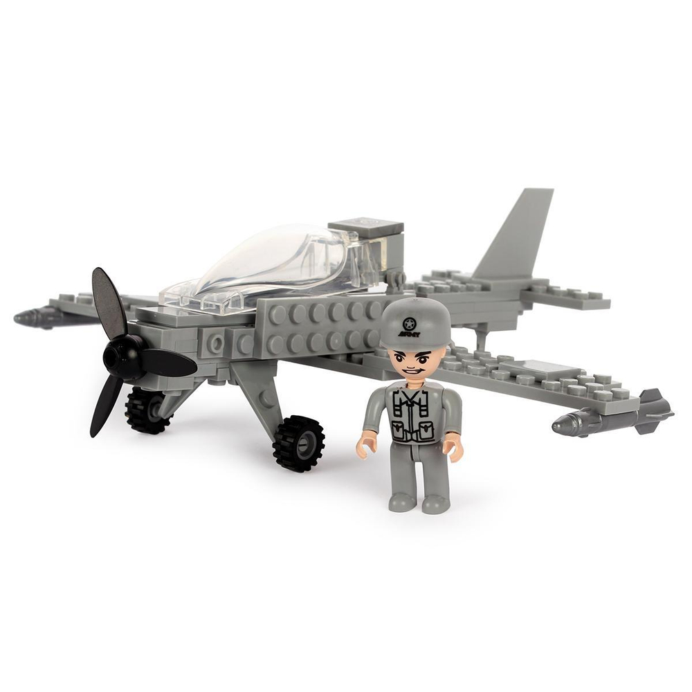 Конструктор блочный Аусини Армия, "Самолёт-разведчик" 60эл коробка 22202