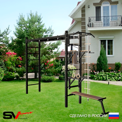 Уличная шведская стенка Sv Sport рукоход У512 (Турник/Брусья/Стойка/Скамья/Канат/кольца/лестница)