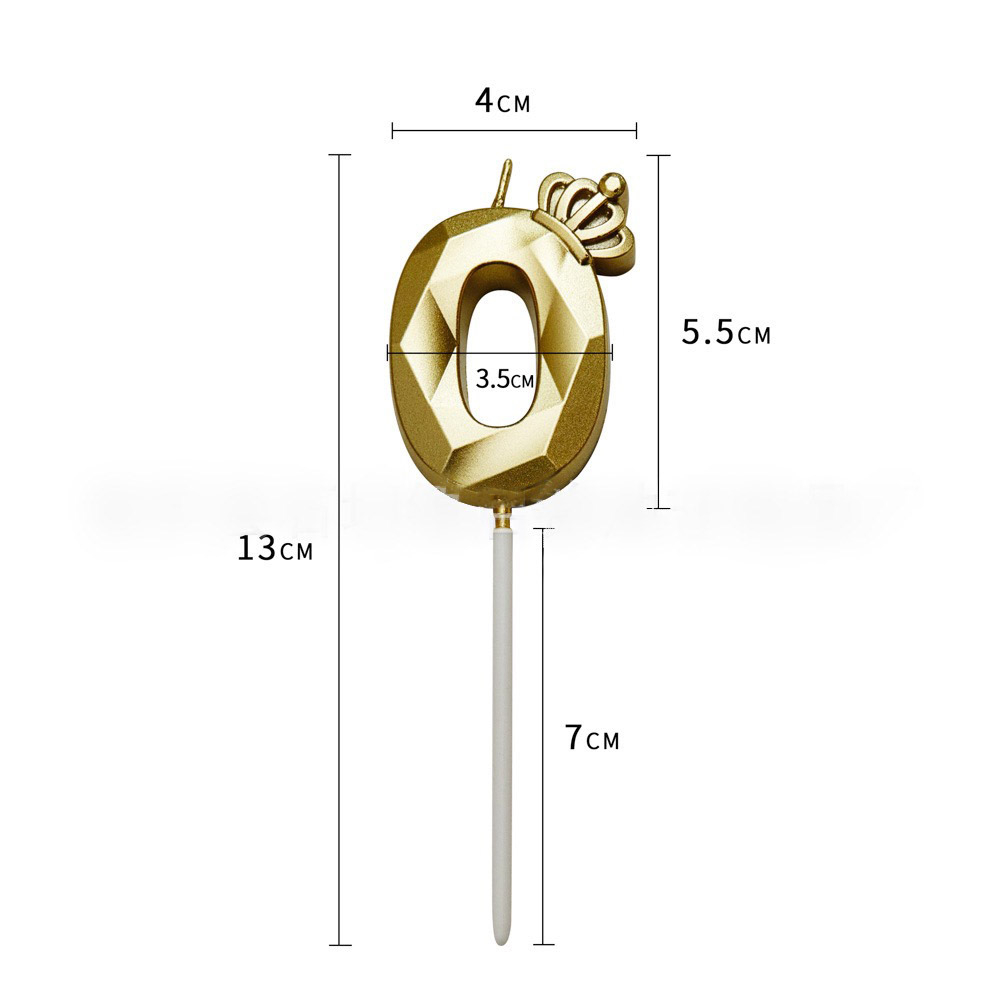 Свечи для торта, цифра 0 с короной, золото