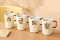 GAEM Кружка с крышкой и трубочкой, 440 мл, L11,5 W8,5 H12,5 см, 4в.