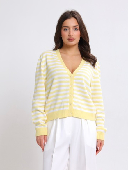 Кардиган в полоску с V-вырезом