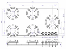 Встраиваемая газовая система Pitt. Модуль Ebeko Original Xl (5 конфорок)