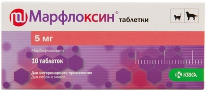 МАРФЛОКСИН 5 мг Антибактериальный препарат для кошек и собак (10 таблеток)