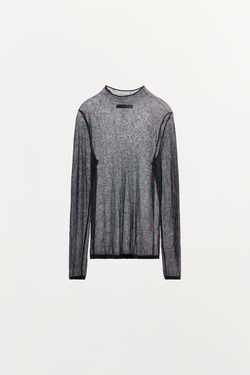 ZARA ТОП ИЗ ТОНКОГО ТРИКОТАЖА С СЕРДЕЧКАМИ, МОРСКОЙ СИНИЙ