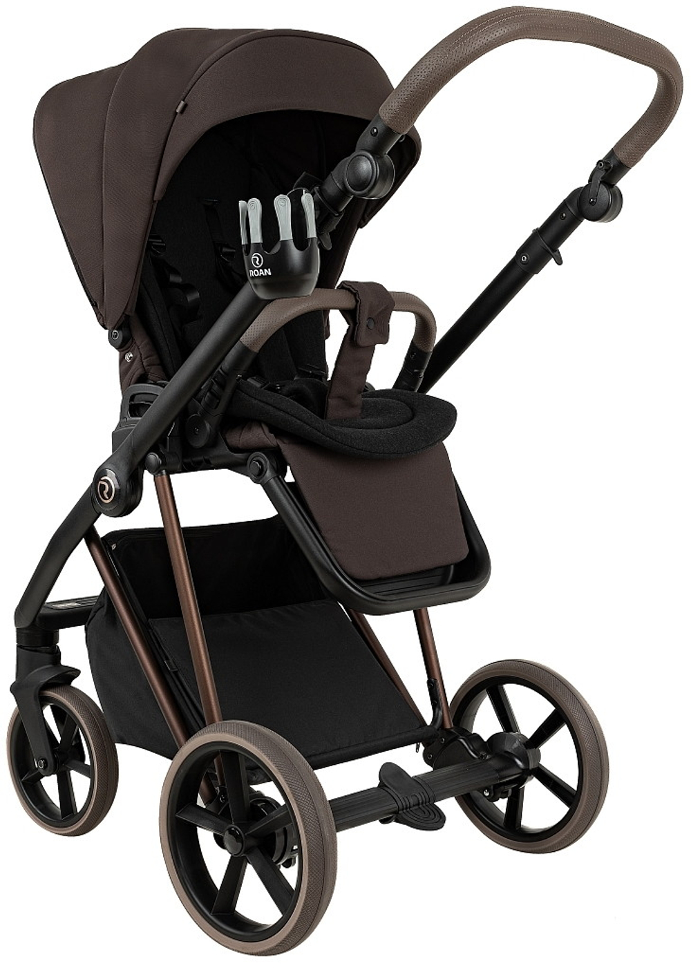 Детская коляска Roan Sol Vintage Luxury 2.0 3 в 1 с автокреслом Pituso Santiso Pro VIN 04/TC Turkish Coffe/Bronze/руч.Cappuccino
