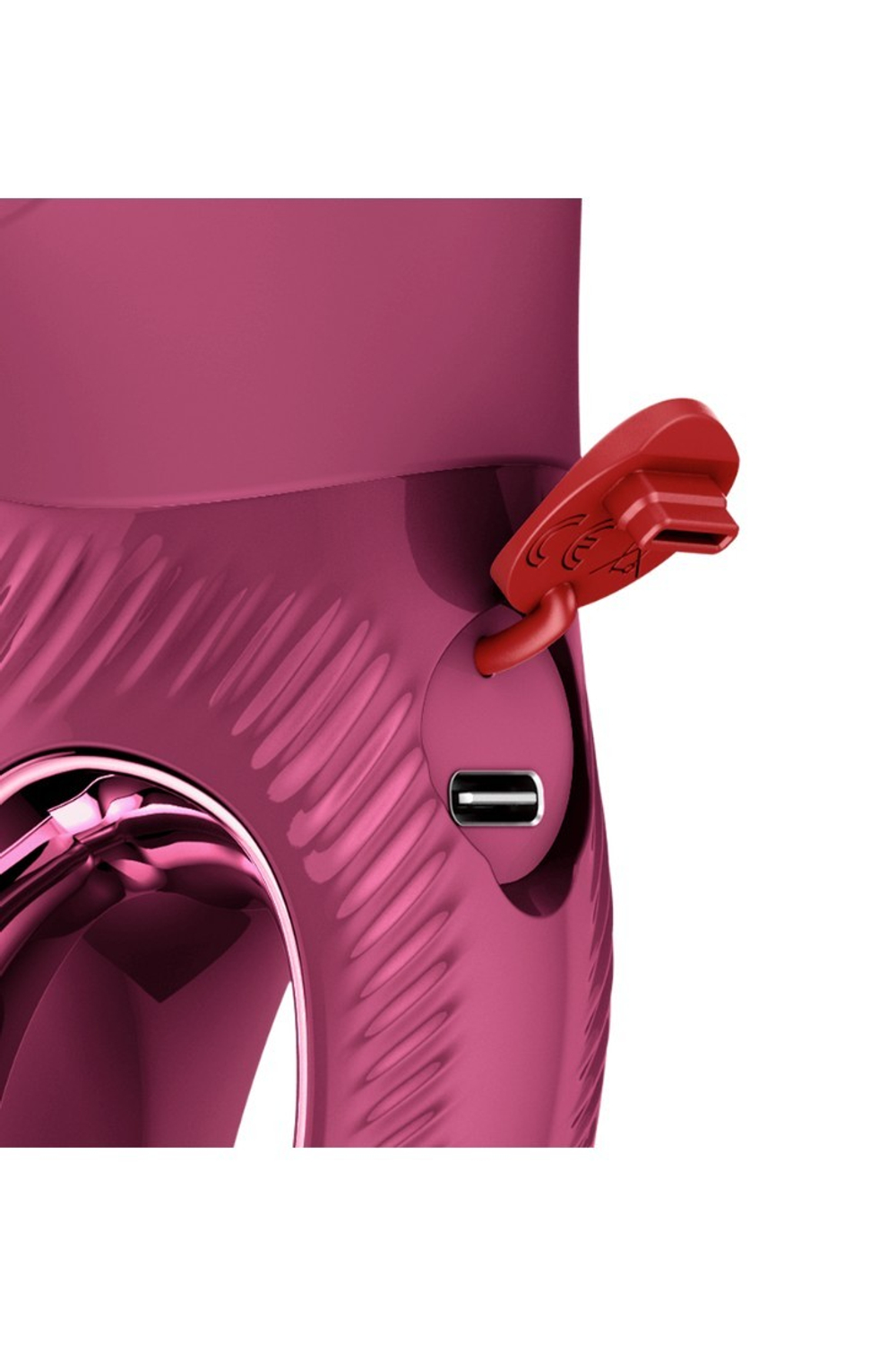 Бордовый вибратор с клиторальным стимулятором Miss Bi