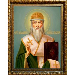 Нифонт Печерский, Новгородский святитель, епископ. Икона на холсте.