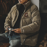 Мужской зимний пуховик без капюшона.Наполнитель 90% белый утиный пух.