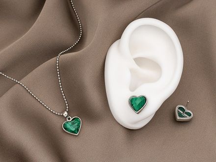 Подвеска "Сердце" 12,5мм, малахит