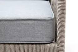 "Канны" кресло плетеное из роупа, каркас алюминий светло-серый (RAL7035) муар, роуп серый меланж круглый, ткань светло-серая