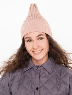 Шапка женская демисезонная , цвет пудра, размер 52-56