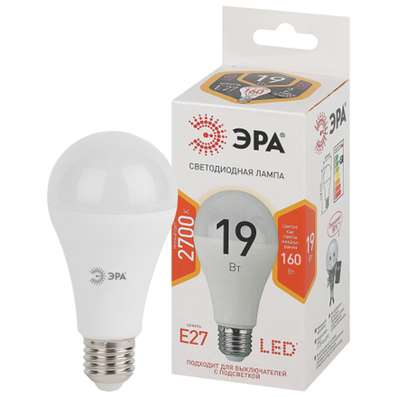 Лампочка светодиодная ЭРА STD LED A65-19W-827-E27 E27 / Е27 19Вт груша теплый белый свет