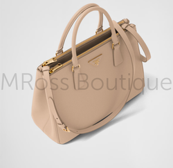 Бежевая сумка Prada Galleria из сафьяновой кожи