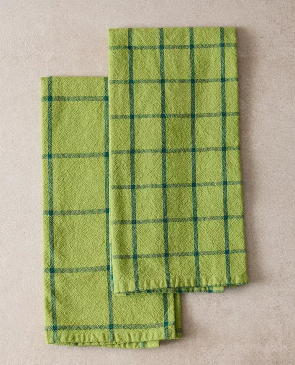 ZARA HOME КУХОННЫЕ ПОЛОТЕНЦА ИЗ ХЛОПКА В КЛЕТКУ (НАБОР ИЗ 2 ШТ.), ЗЕЛЕНЫЙ