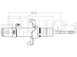 Амортизатор газовый передней подвески левый UNIO SAB-10008
