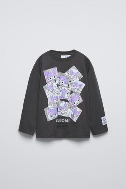 ZARA ФУТБОЛКА С ПРИНТОМ KUROMI © SANRIO, АНТРАЦИТОВО-СЕРЫЙ