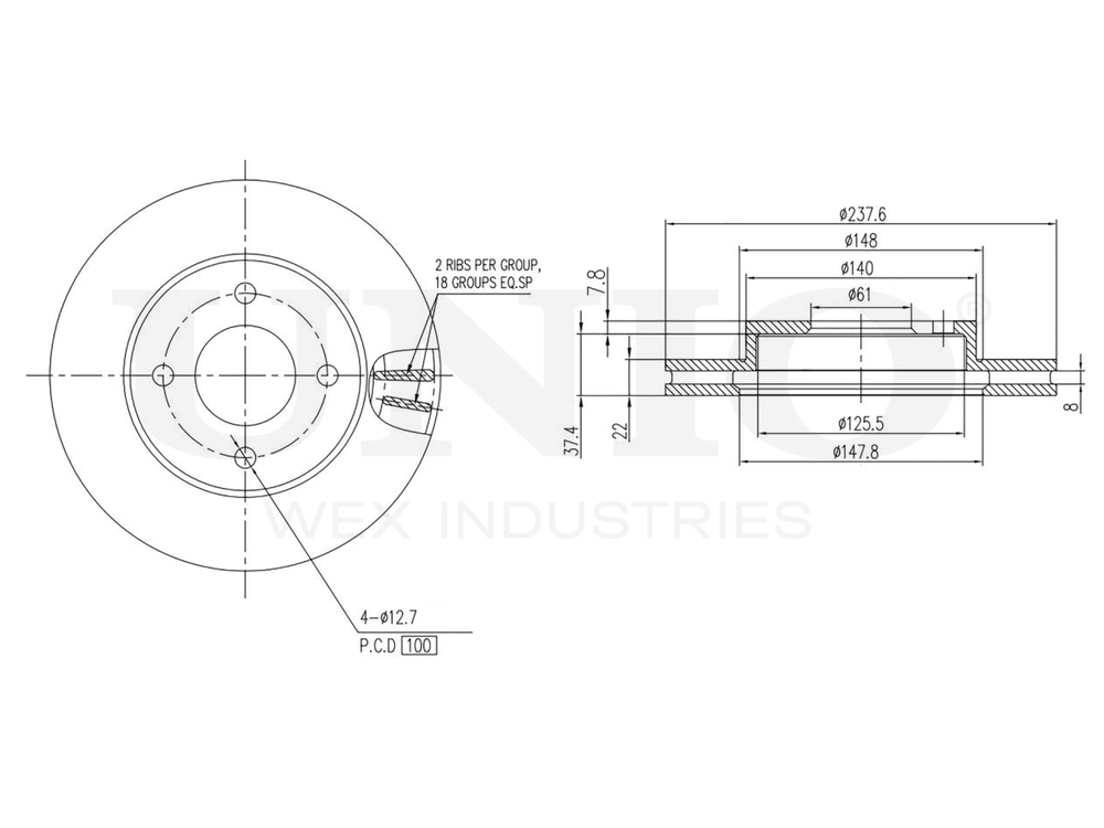 Диск тормозной передний UNIO BRD-20384