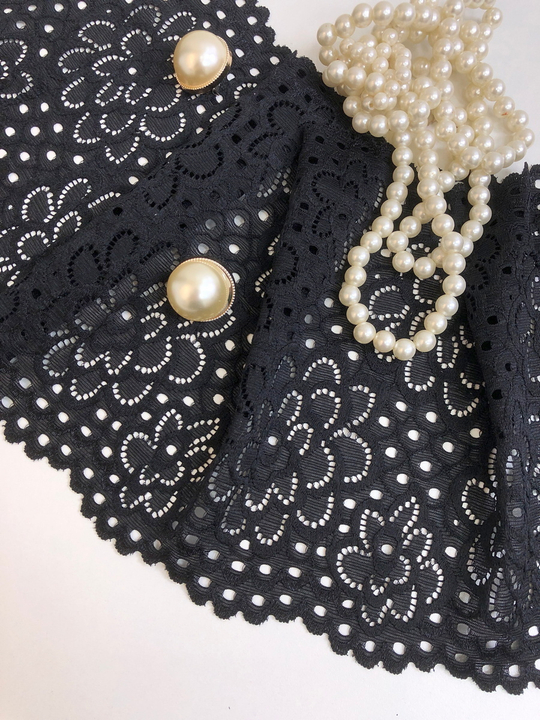 Кружево черное, 18см, стрейч, AF1379 (30ярд)