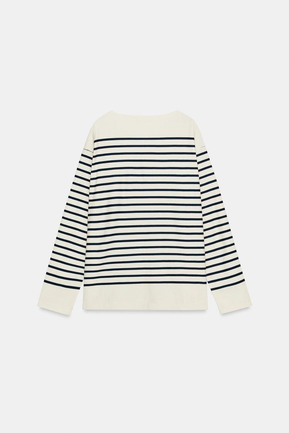 ZARA ХЛОПКОВАЯ ФУТБОЛКА СО СПУЩЕННЫМИ РУКАВАМИ, ПОЛОСКИ