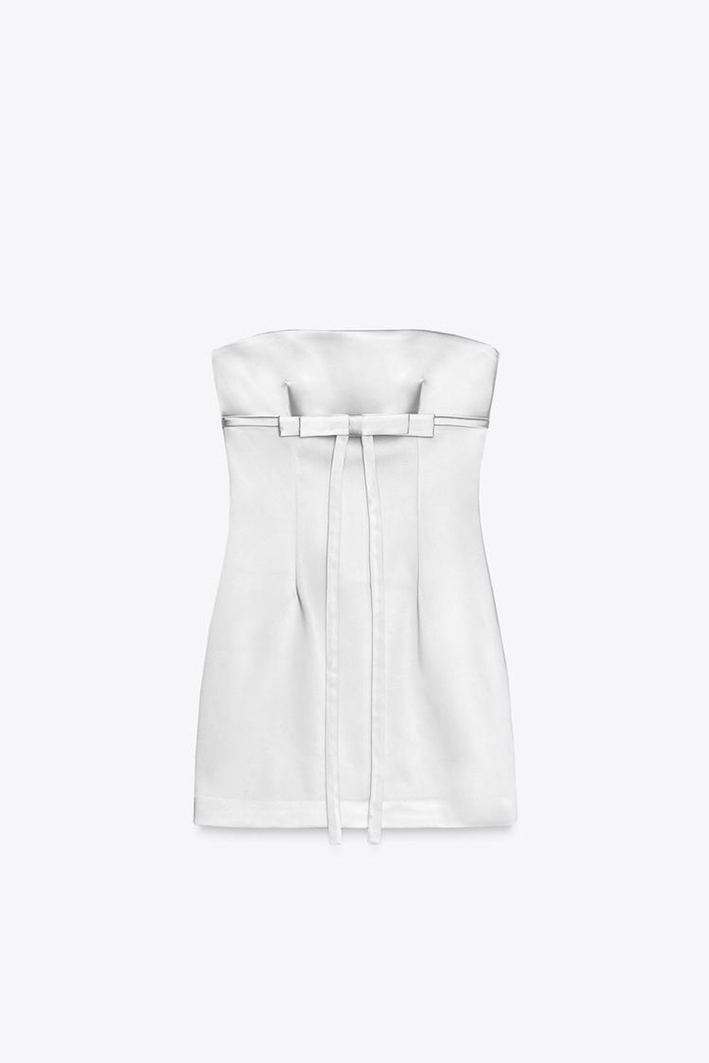 ZARА АТЛАСНОЕ ПЛАТЬЕ С ОТКРЫТЫМИ ПЛЕЧАМИ И БАНТОМ, ЖЕМЧУЖНО-СЕРЫЙ