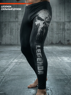 Компрессионные штаны мужские черные LEGENDA Череп Каратель