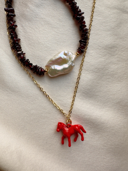 Ожерелье Гранат с жемчугом