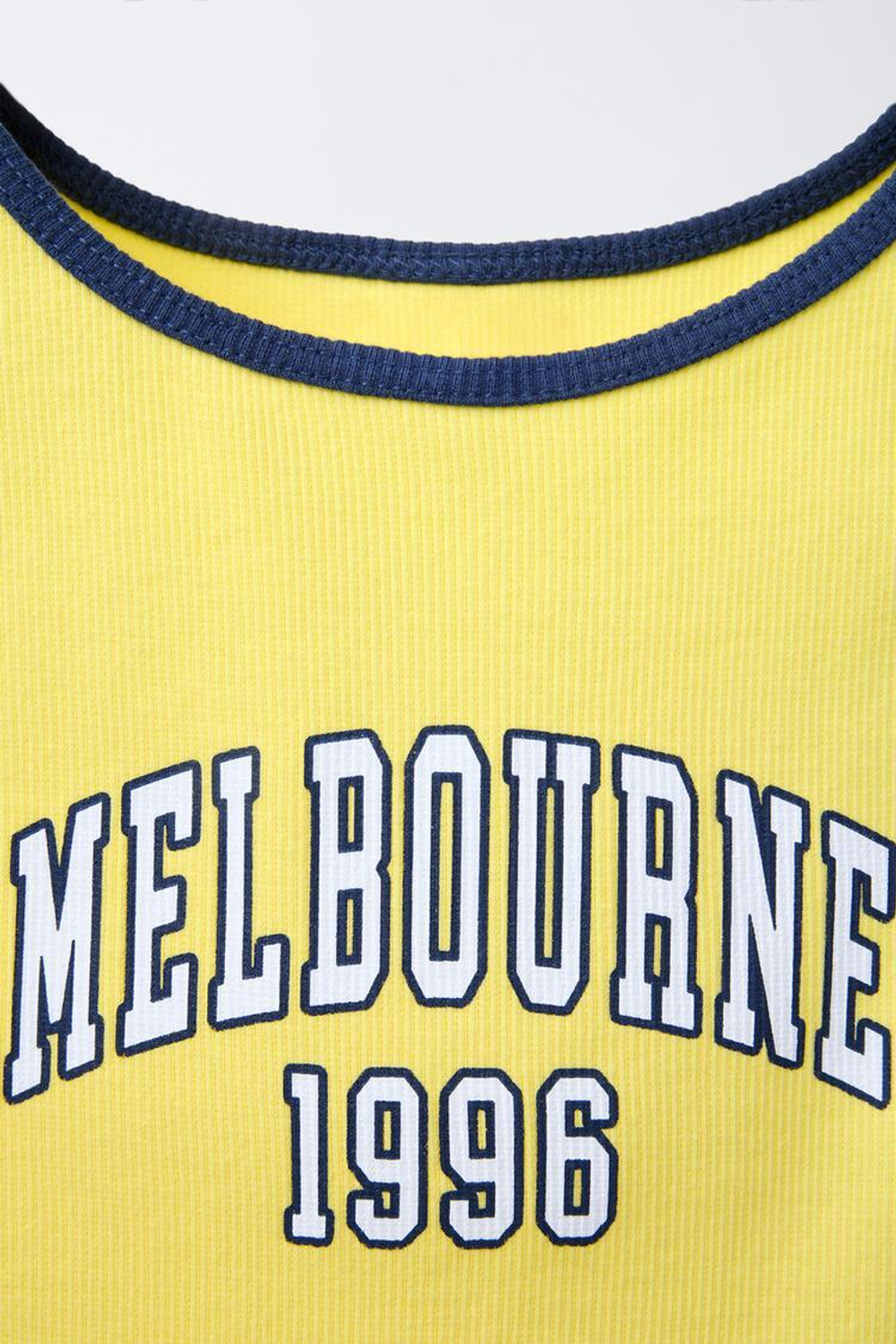 ZARA ТОП В РУБЧИК С НАДПИСЬЮ CITY, ЖЕЛТЫЙ