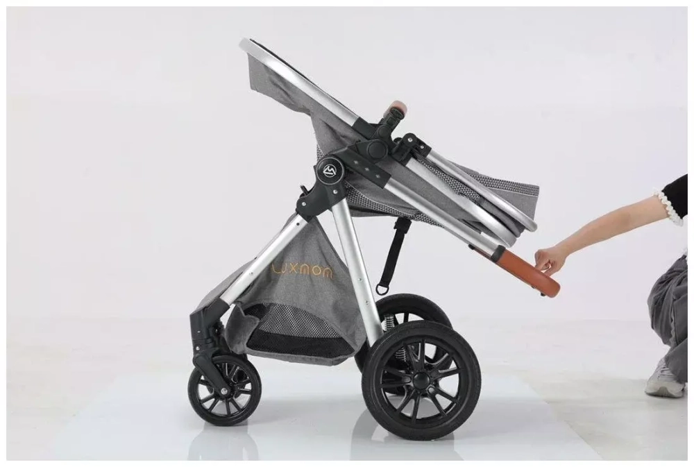 Коляска-трансформер 3в1 Luxmom V9 new серый текстиль