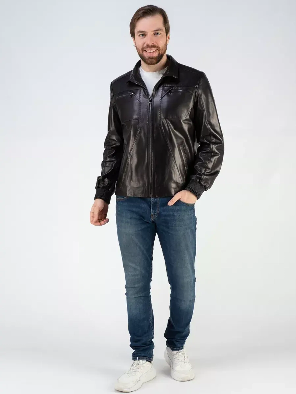 Кожаная куртка демисезонная с капюшоном