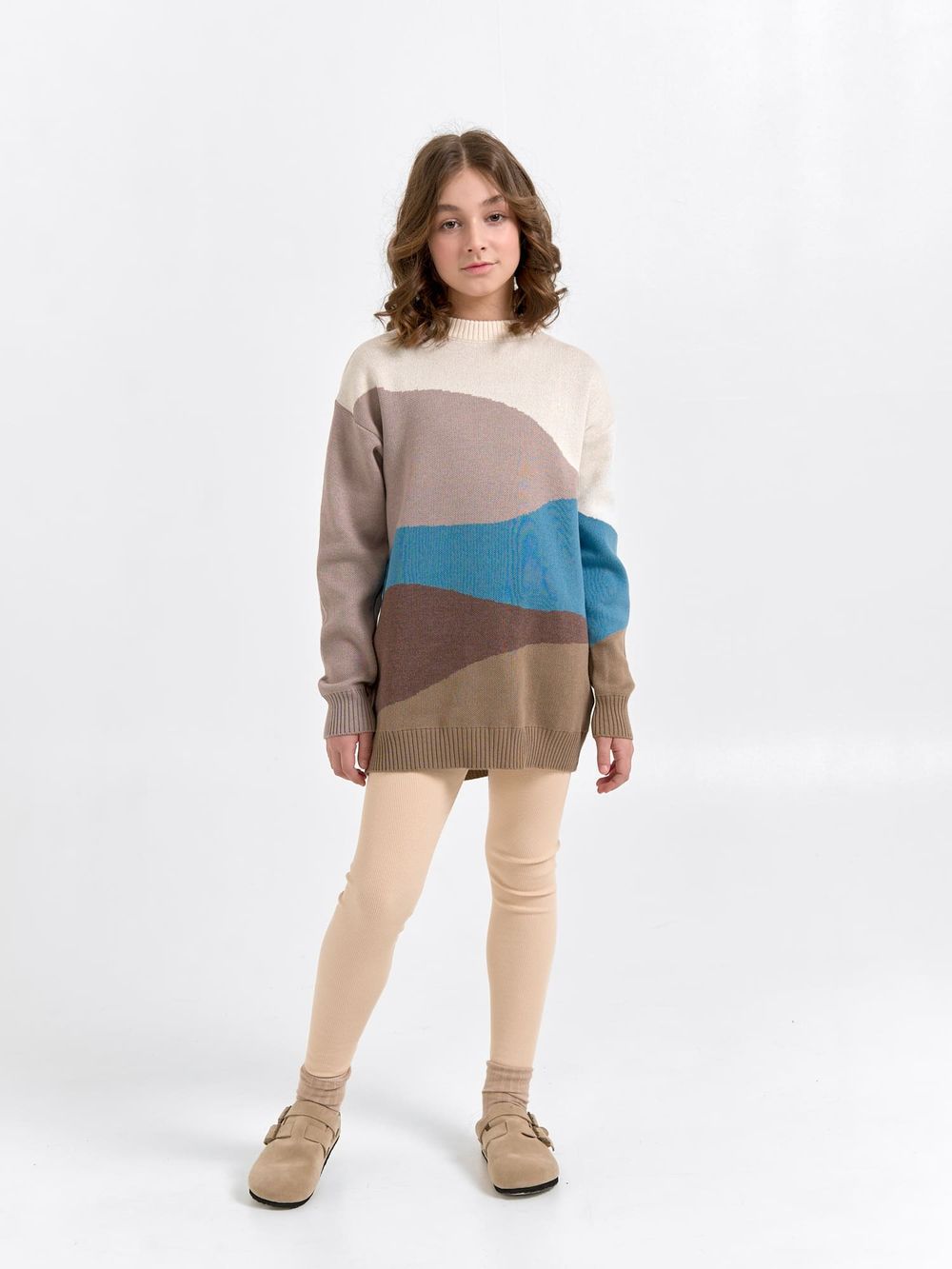 Джемпер вязаный удлиненный "Горизонт" 7+