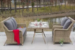 "Гляссе" обеденная группа из искусственного ротанга, цвет соломенный