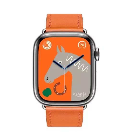 Apple Watch Hermès 41mm Silver Stainless Steel Case with Single Tour Orange