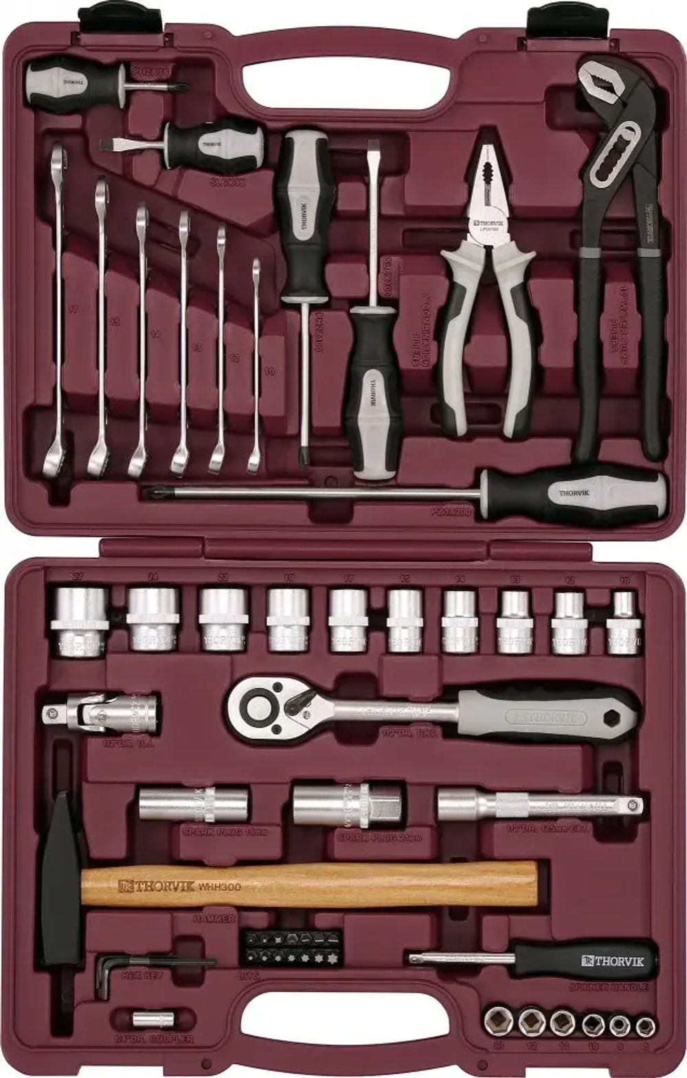 Thorvik UTS0056 Набор инструмента универсальный 1/4", 1/2"DR, 56 предметов
